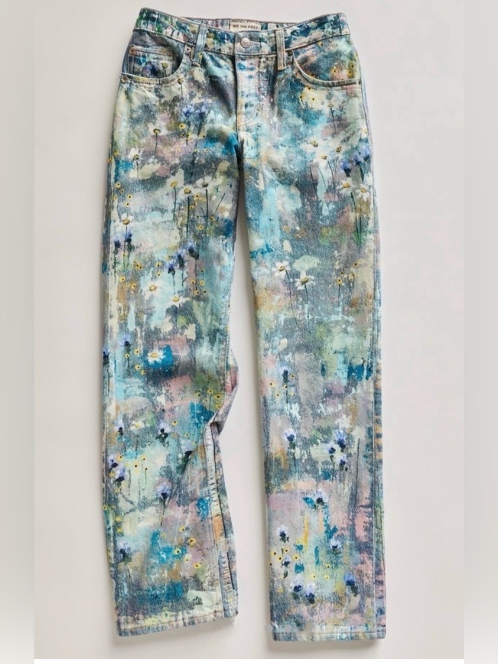 Free People Tennessee low riseboyfriend Pastel Watercolor Straight-Leg Jean